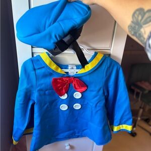 brand new donald duck costume jacket and hat 7/8 size from disney store